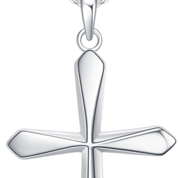 925 Sterling Silver Cross Pendant Necklace Simple Cross Jewelry Gift for Women